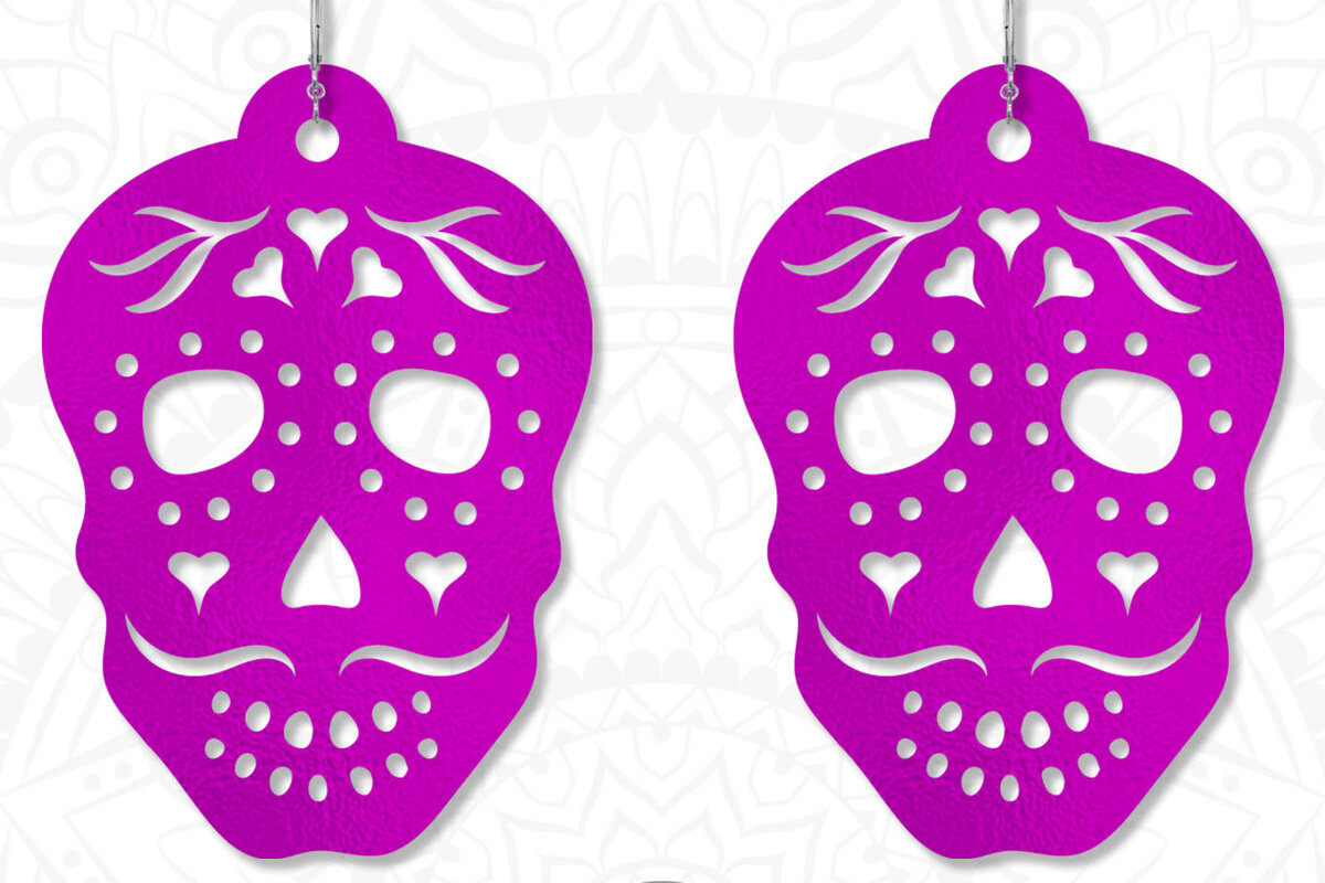 Σετ των 3 Intra απο ξύλο plywood 3mm-4mm πάχος – Σκουλαρίκια Sugar Skull, Αρχεία κοπής με λέιζερ Δίασταση  5x5 cm INTRAFABR-8162107