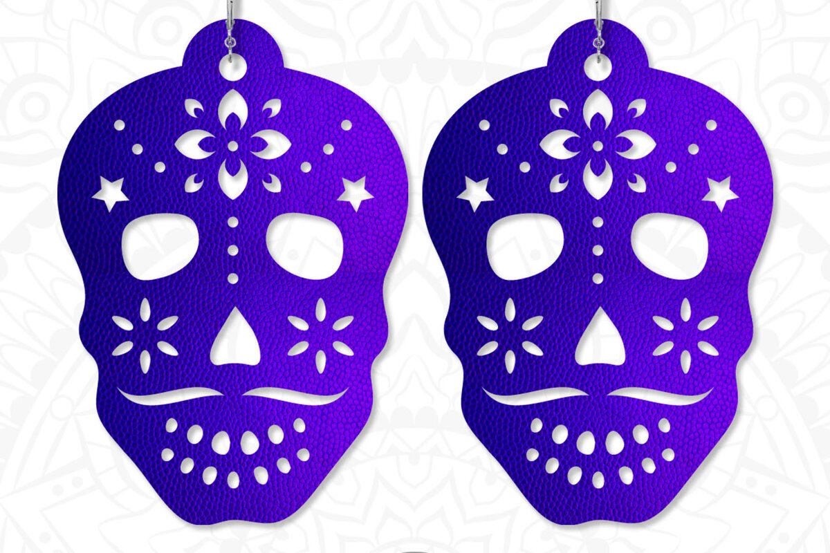 Σετ των 3 Intra απο ξύλο plywood 3mm-4mm πάχος – Σκουλαρίκια Sugar Skull, Κοσμήματα Δίασταση  5x5 cm INTRAFABR-7830195