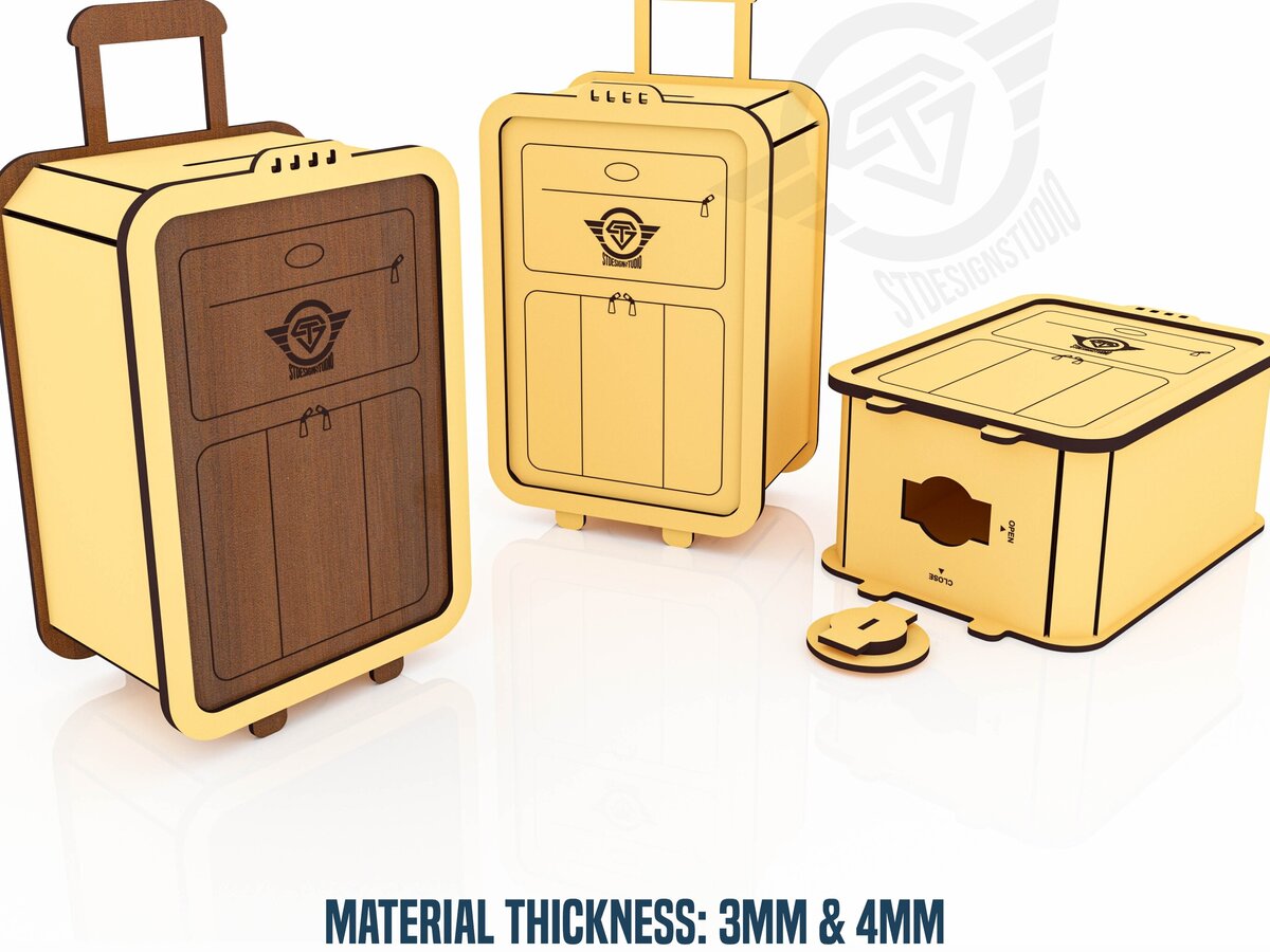 Σετ των 2 Intra απο ξύλο plywood 3mm-4mm πάχος – Αρχεία κοπής με λέιζερ βαλίτσας Moneybox Δίασταση  20x20 cm INTRAFABR-119476546