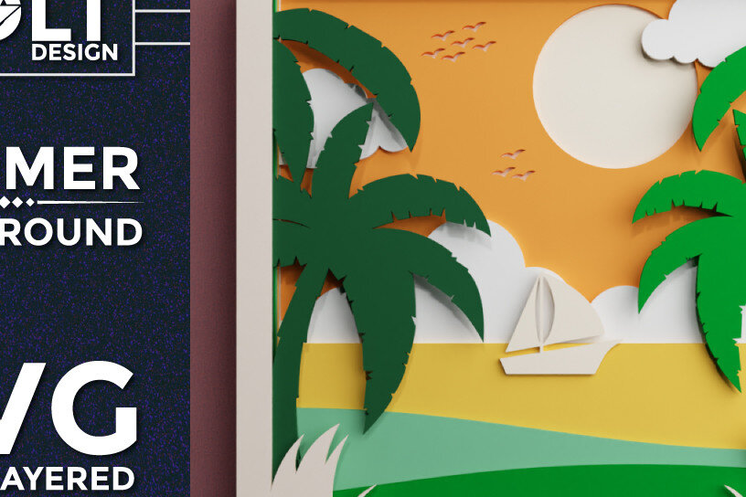 Σετ των 2 Intra απο ξύλο plywood 3mm-4mm πάχος – Καλοκαιρινό φόντο 3D Πολυεπίπεδο Δίασταση  20x20 cm INTRAFABR-69844483