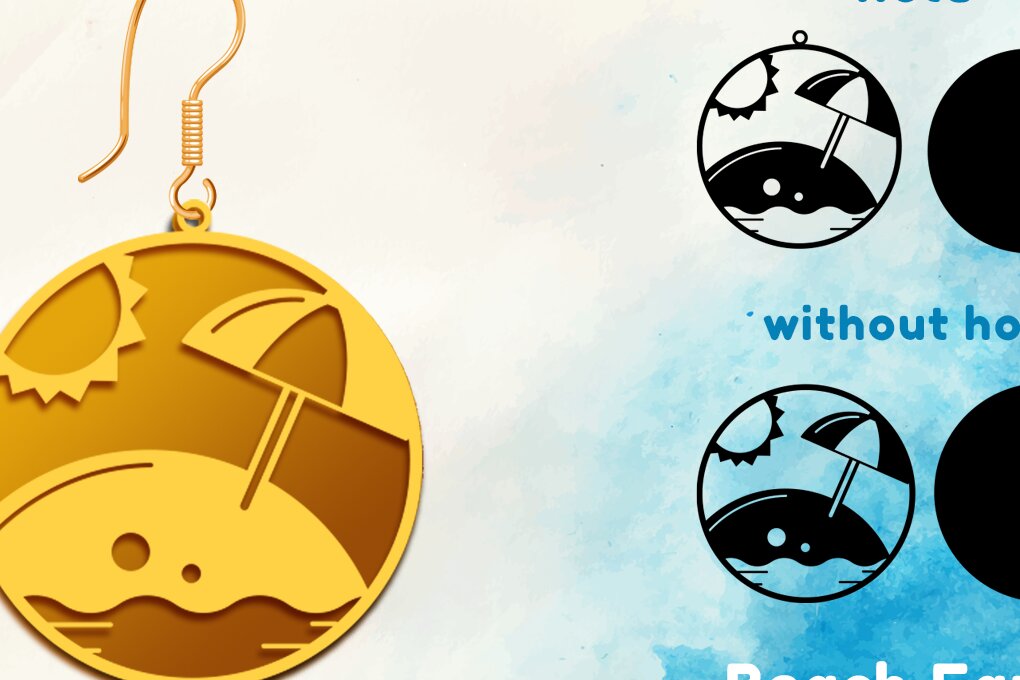 Σετ των 3 Intra απο ξύλο plywood 3mm-4mm πάχος – Καλοκαιρινό σκουλαρίκι παραλίας Δίασταση  5x5 cm INTRAFABR-62457390