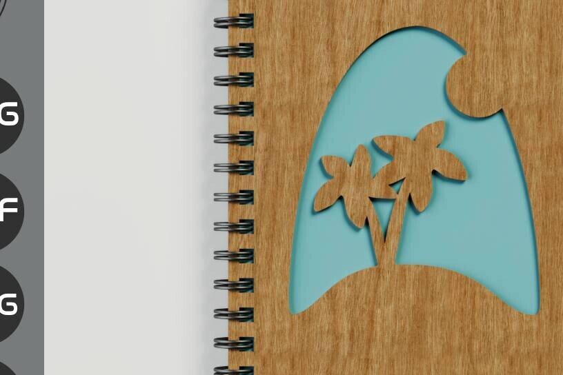 Σετ των 2 Intra απο ξύλο plywood 3mm-4mm πάχος – Λέιζερ κάλυμμα σημειωματάριου Summer Beach Island Δίασταση  20x20 cm INTRAFABR-96492305