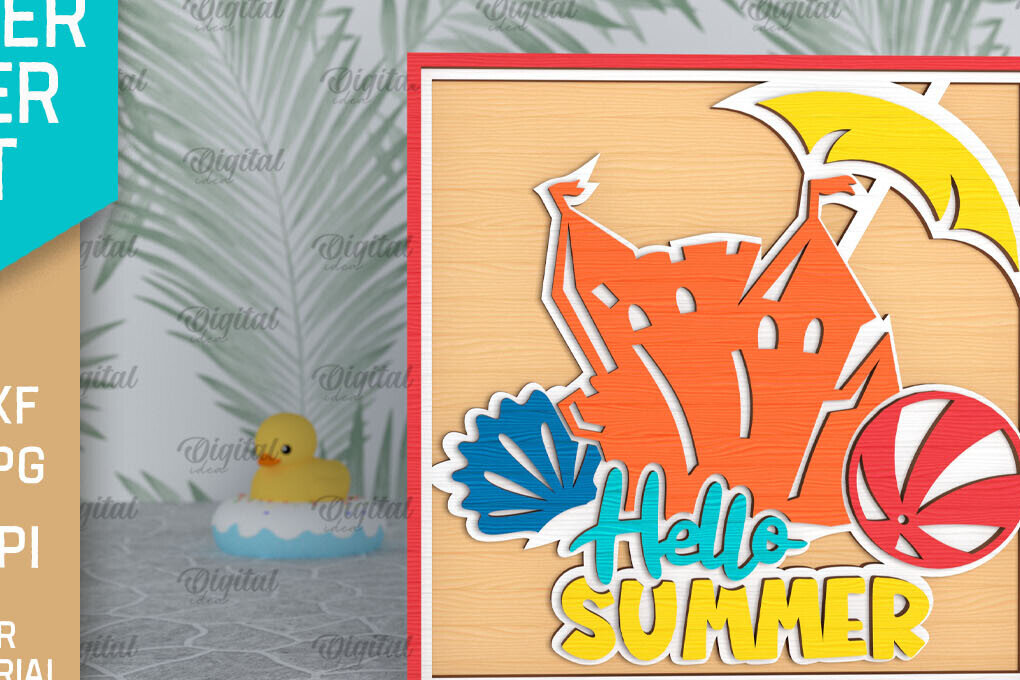 Σετ των 2 Intra απο ξύλο plywood 3mm-4mm πάχος – Καλοκαιρινή διακόσμηση με λέιζερ. Καλοκαιρινό σημάδι Δίασταση  20x20 cm INTRAFABR-96135912