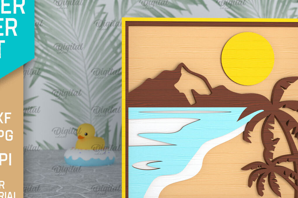 Σετ των 2 Intra απο ξύλο plywood 3mm-4mm πάχος – Καλοκαιρινή διακόσμηση με λέιζερ. Καλοκαιρινό σημάδι Δίασταση  20x20 cm INTRAFABR-96136037