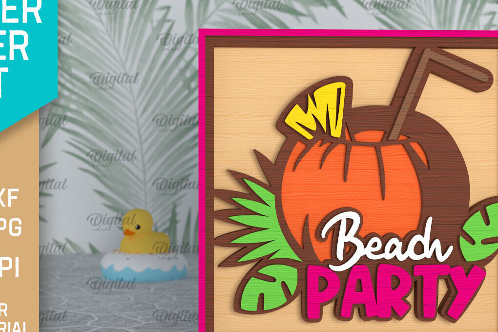 Σετ των 2 Intra απο ξύλο plywood 3mm-4mm πάχος – Καλοκαιρινή διακόσμηση με λέιζερ. Καλοκαιρινό σημάδι Δίασταση  20x20 cm INTRAFABR-96136095