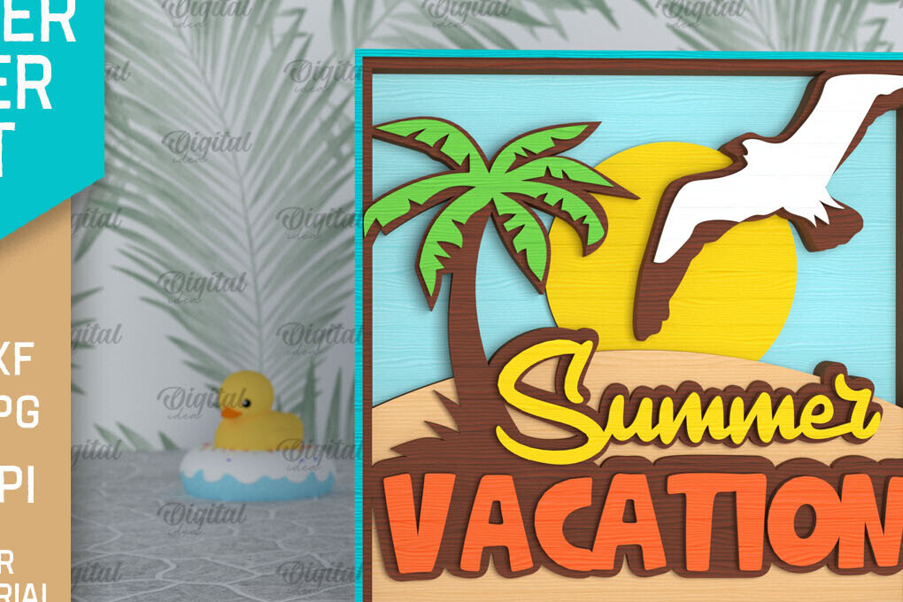 Σετ των 2 Intra απο ξύλο plywood 3mm-4mm πάχος – Καλοκαιρινή διακόσμηση με λέιζερ. Καλοκαιρινό σημάδι Δίασταση  20x20 cm INTRAFABR-96136155