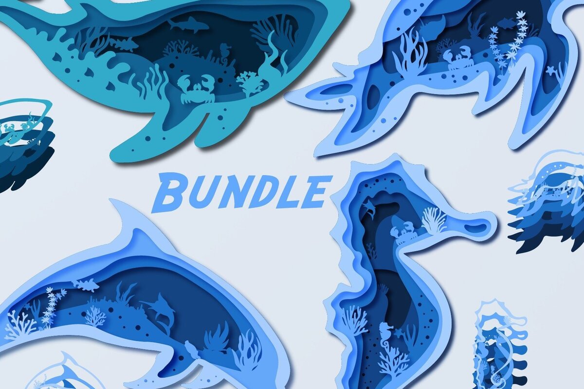 Σετ των 2 Intra απο ξύλο plywood 3mm-4mm πάχος – Summer Deep Sea Bundle Paper/Laser Δίασταση  20x20 cm INTRAFABR-33362450