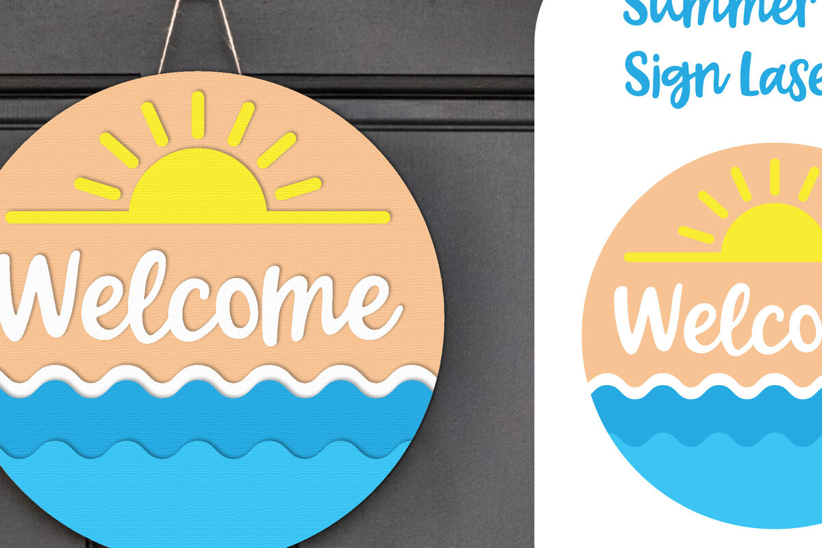 Intra απο ξύλο plywood 3mm-4mm πάχος – Summer Door Sign Lasercut Δίασταση  40x30 cm INTRAFABR-121230982