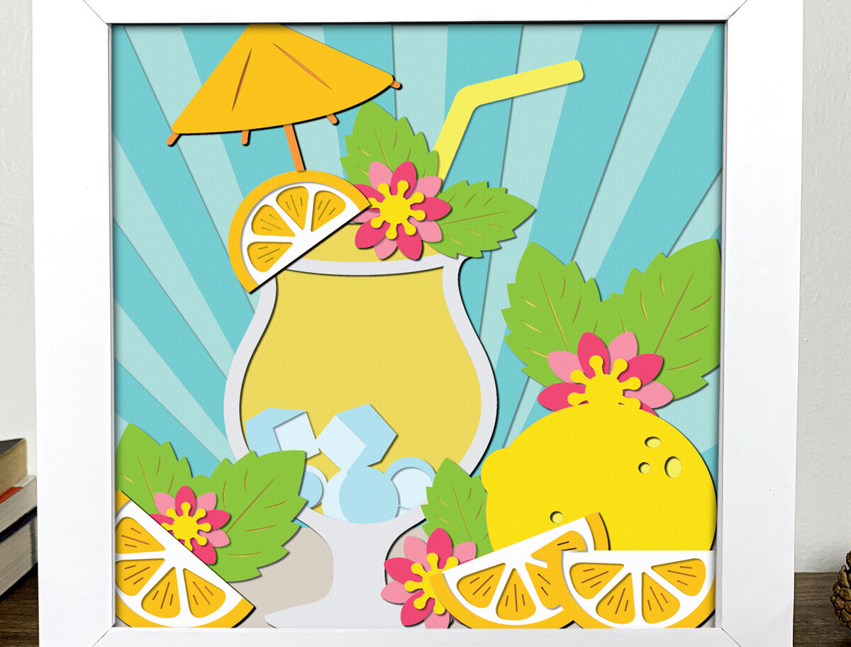 Σετ των 2 Intra απο ξύλο plywood 3mm-4mm πάχος – Summer Drink 3D Shadow Box Δίασταση  20x20 cm INTRAFABR-96657300