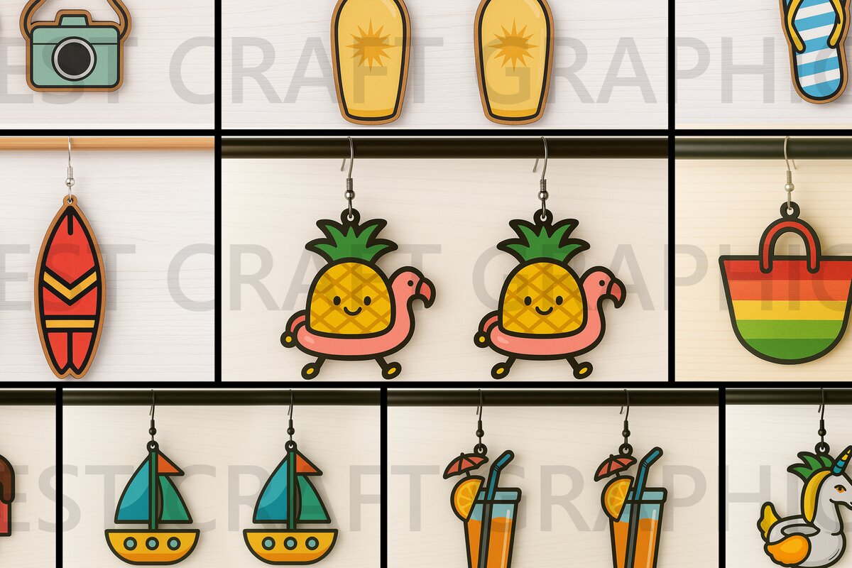 Σετ των 3 Intra απο ξύλο plywood 3mm-4mm πάχος – Πακέτο καλοκαιρινών σκουλαρίκια Δίασταση  5x5 cm INTRAFABR-123127181