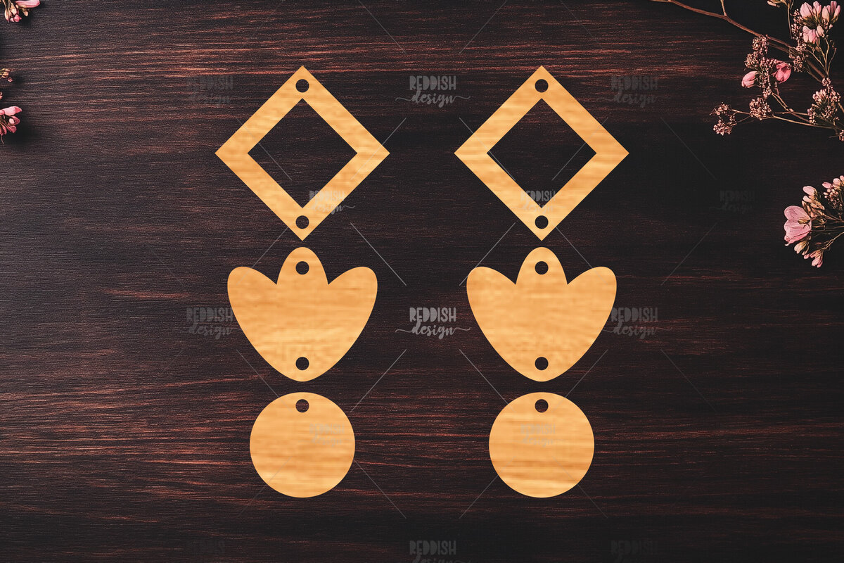 Σετ των 3 Intra απο ξύλο plywood 3mm-4mm πάχος – Καλοκαιρινά σκουλαρίκια Δίασταση  5x5 cm INTRAFABR-119464589