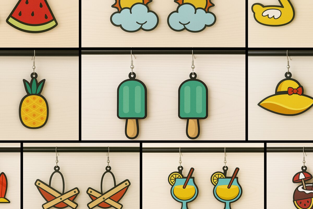 Σετ των 3 Intra απο ξύλο plywood 3mm-4mm πάχος – Καλοκαιρινά σκουλαρίκια Πακέτο Δίασταση  5x5 cm INTRAFABR-123080675