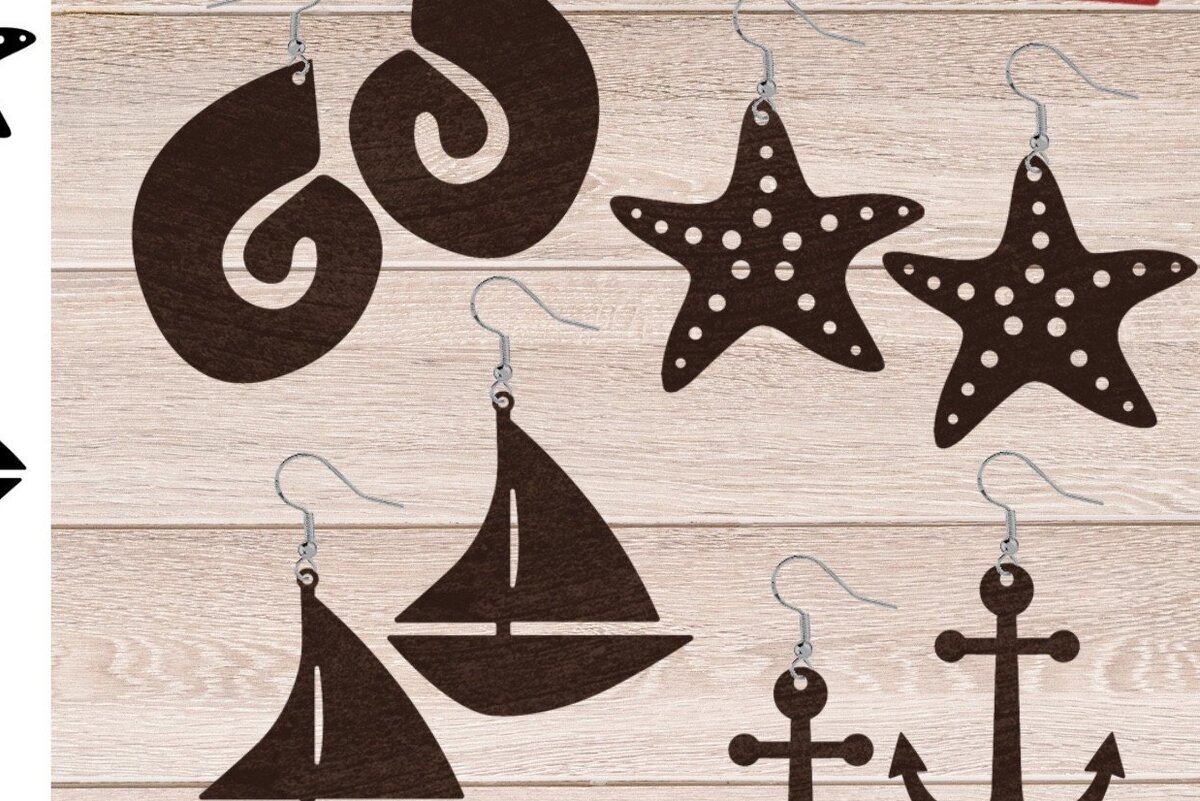 Σετ των 3 Intra απο ξύλο plywood 3mm-4mm πάχος – Summer Earrings, Sea File Δίασταση  5x5 cm INTRAFABR-32472800