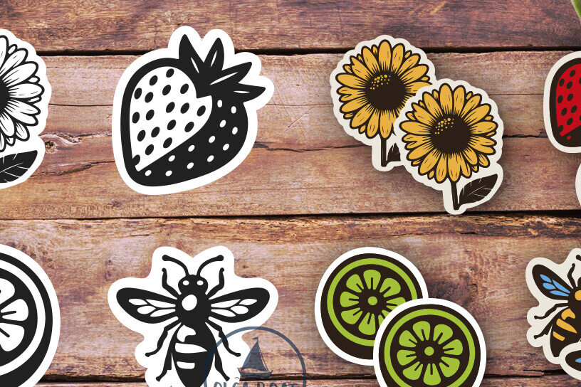 Σετ των 3 Intra απο ξύλο plywood 3mm-4mm πάχος – Καλοκαιρινά σκουλαρίκια Sunflower Strawberry Δίασταση  5x5 cm INTRAFABR-120153439