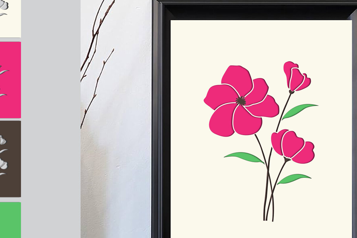 Σετ των 2 Intra απο ξύλο plywood 3mm-4mm πάχος – Summer Flowers,, Multilayer Δίασταση  20x20 cm INTRAFABR-104011054