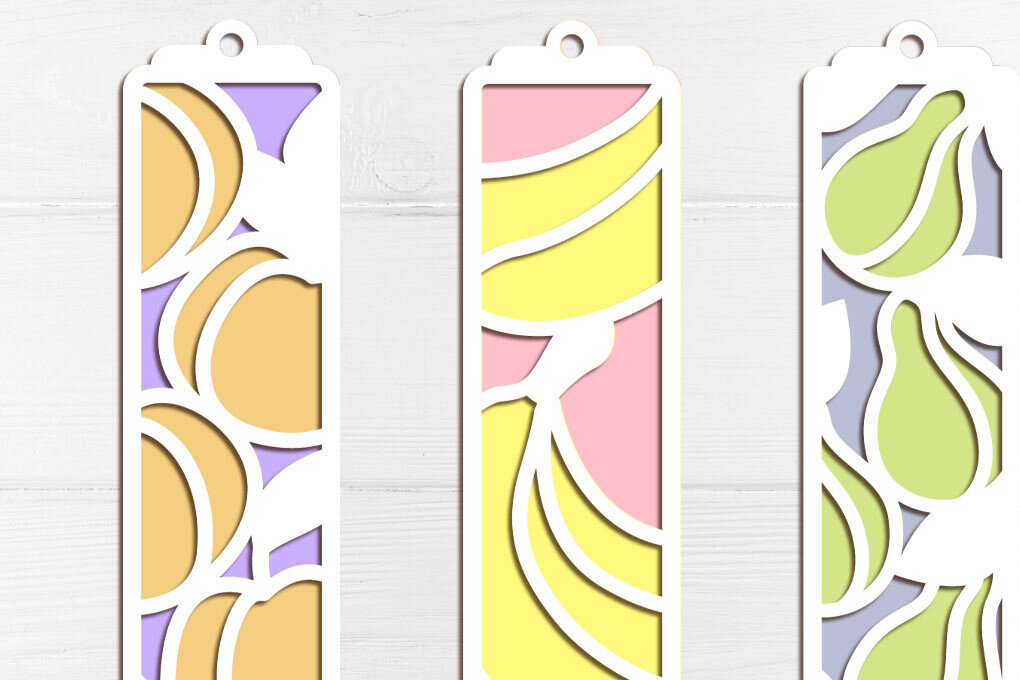 Σετ των 2 Intra απο ξύλο plywood 3mm-4mm πάχος – Summer Fruit Bookmark Layered Δίασταση  20x20 cm INTRAFABR-124866689