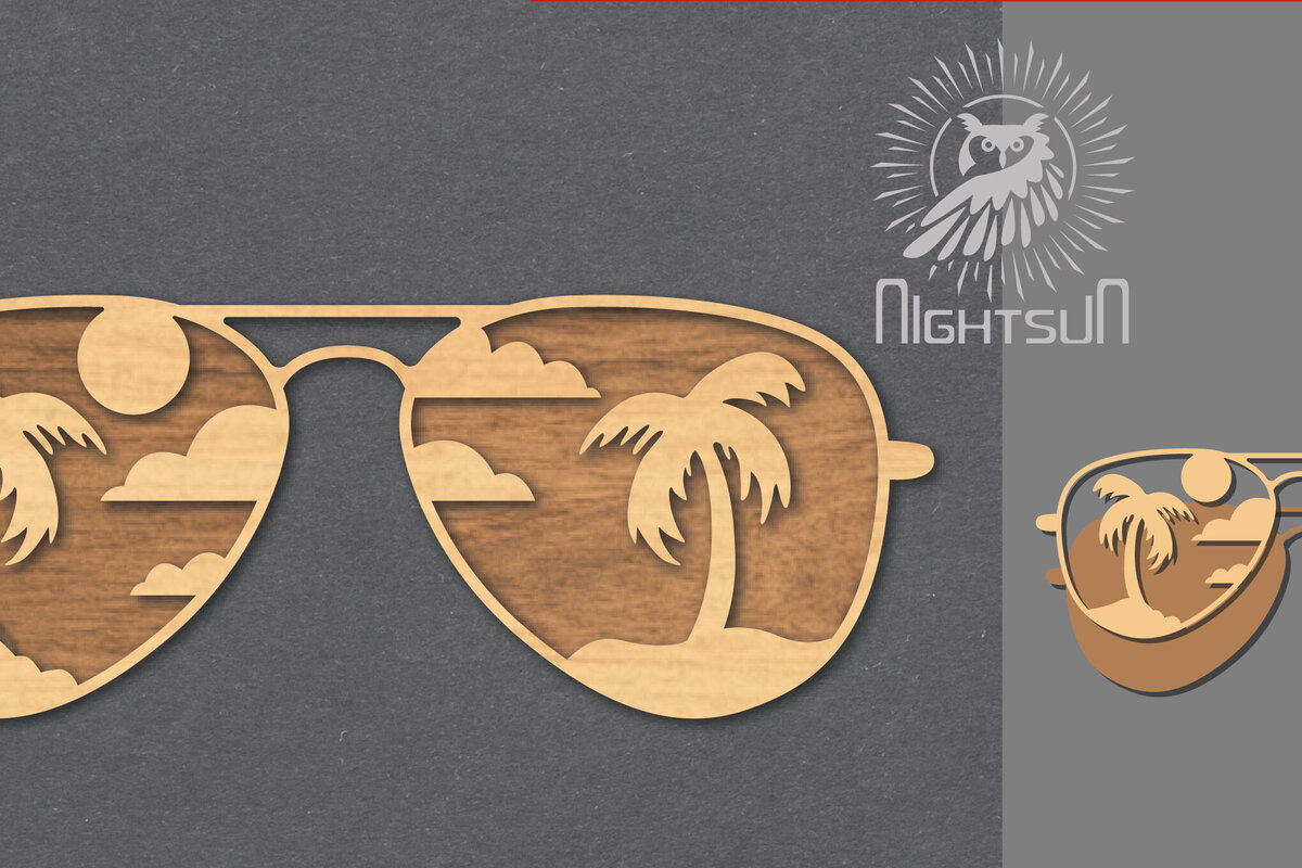 Σετ των 2 Intra απο ξύλο plywood 3mm-4mm πάχος – Θερινά Γυαλιά Διακόσμηση 1 Δίασταση  20x20 cm INTRAFABR-121115696