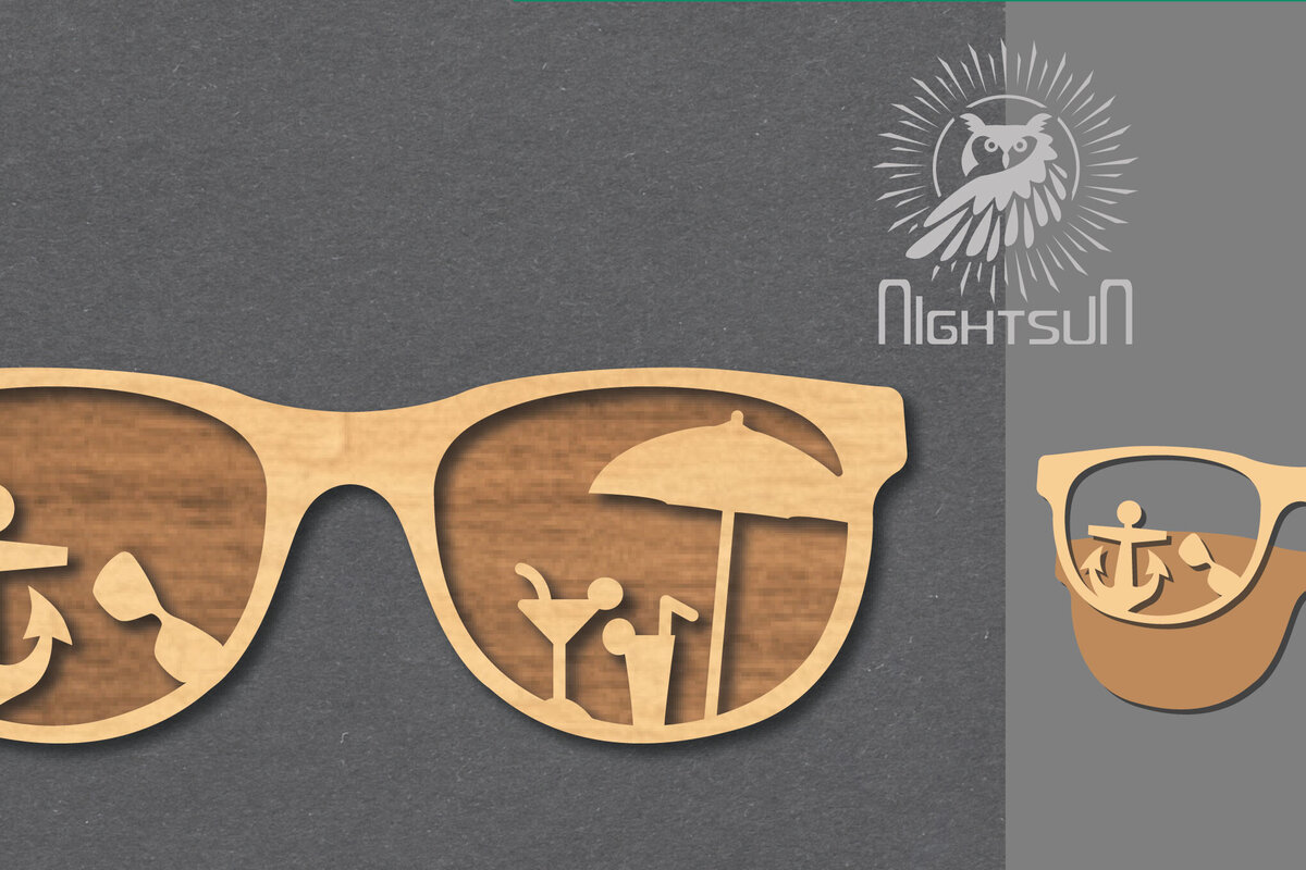 Σετ των 2 Intra απο ξύλο plywood 3mm-4mm πάχος – Καλοκαιρινά γυαλιά Διακόσμηση 2 Δίασταση  20x20 cm INTRAFABR-118601438