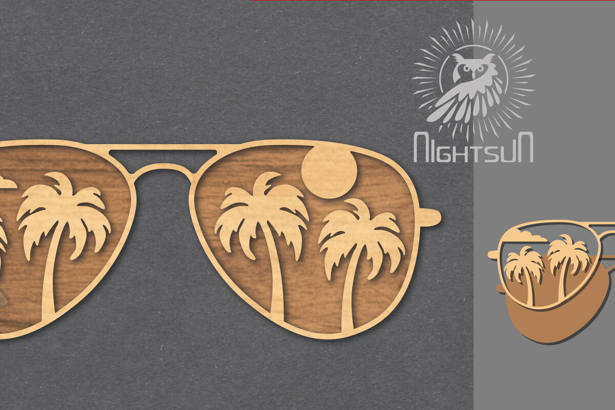 Σετ των 2 Intra απο ξύλο plywood 3mm-4mm πάχος – Θερινά γυαλιά κοπής με λέιζερ διακόσμηση 3 Δίασταση  20x20 cm INTRAFABR-121115859