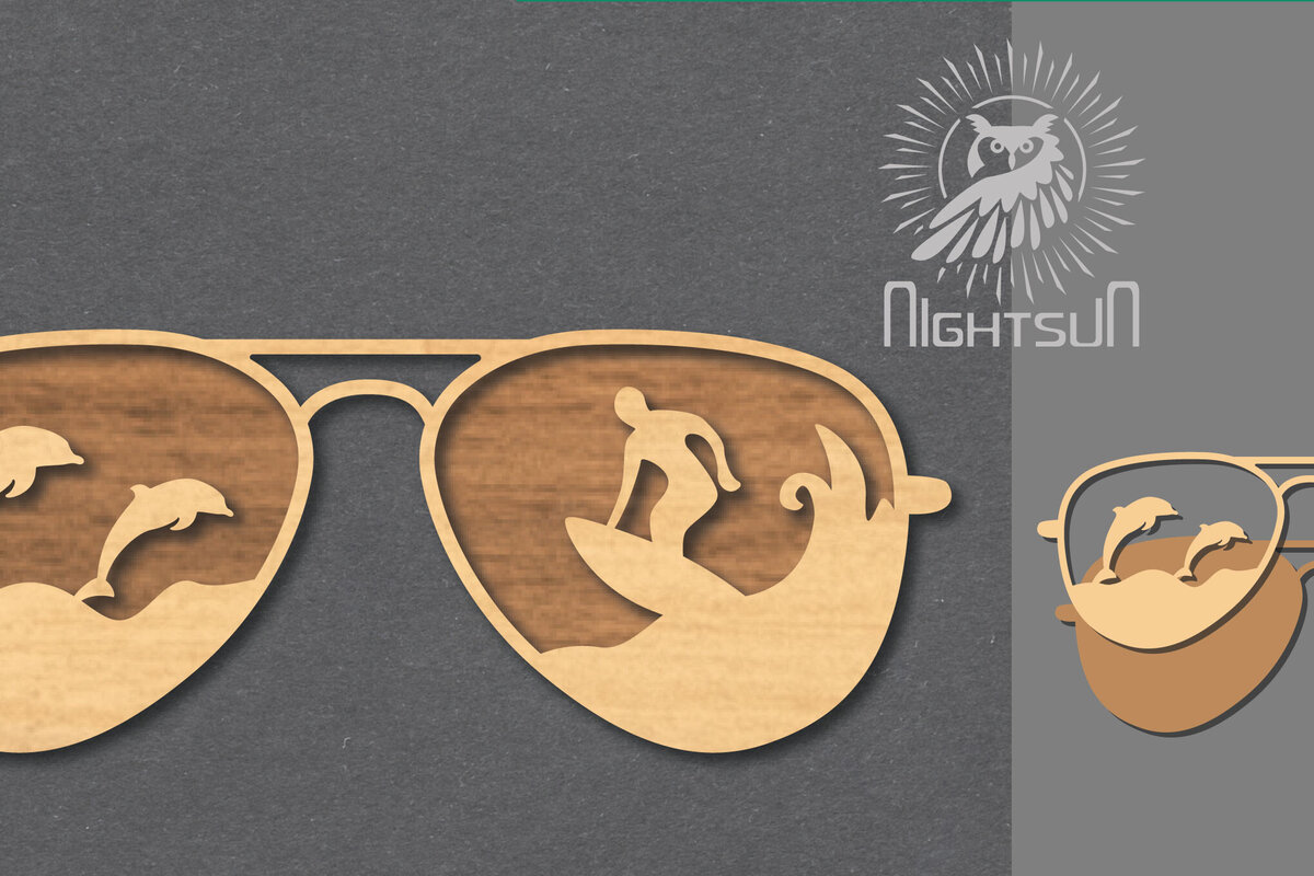 Σετ των 2 Intra απο ξύλο plywood 3mm-4mm πάχος – Καλοκαιρινά γυαλιά Διακόσμηση 5 Δίασταση  20x20 cm INTRAFABR-118605439