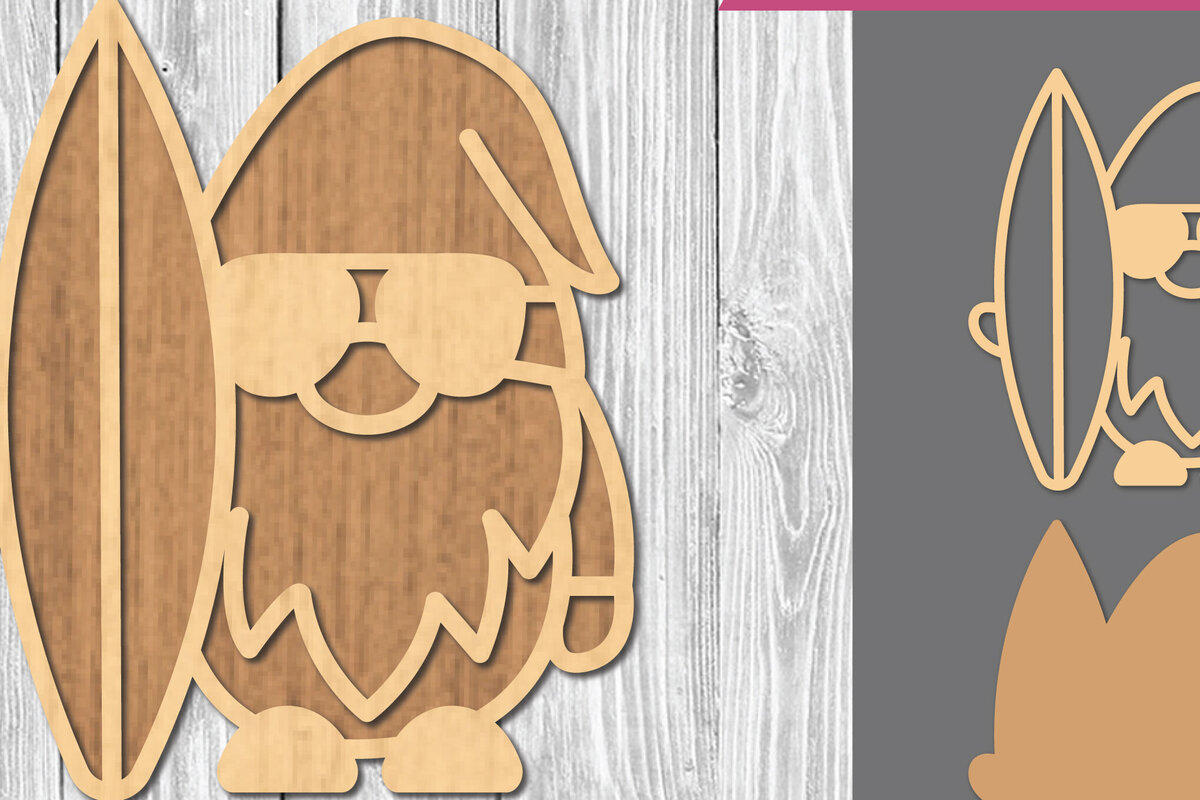 Σετ των 2 Intra απο ξύλο plywood 3mm-4mm πάχος – Καλοκαιρινή διακόσμηση με λέιζερ Gnome 1 Δίασταση  20x20 cm INTRAFABR-109411923