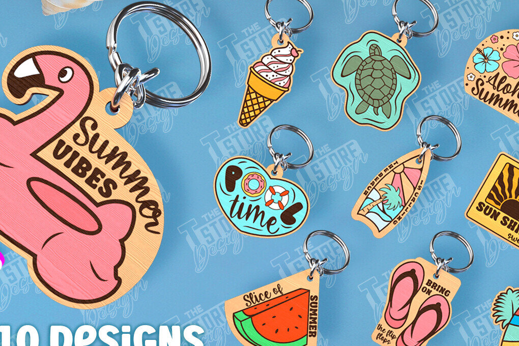 Σετ των 3 Intra απο ξύλο plywood 3mm-4mm πάχος – Καλοκαιρινό μπρελόκ με  κοπής με λέιζερ Δίασταση  5x5 cm INTRAFABR-100123888