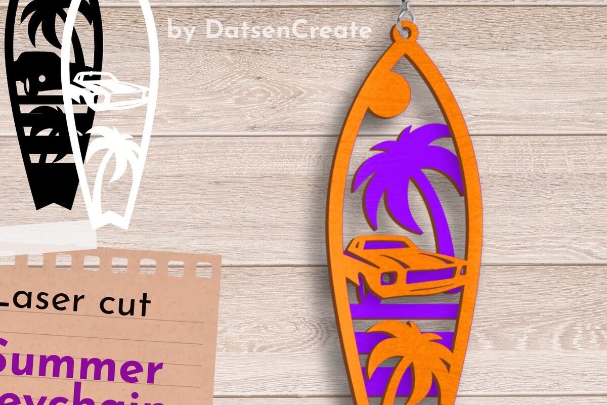 Σετ των 3 Intra απο ξύλο plywood 3mm-4mm πάχος – Καλοκαιρινό μπρελόκ με λέιζερ, ρετρό Δίασταση  5x5 cm INTRAFABR-68097292