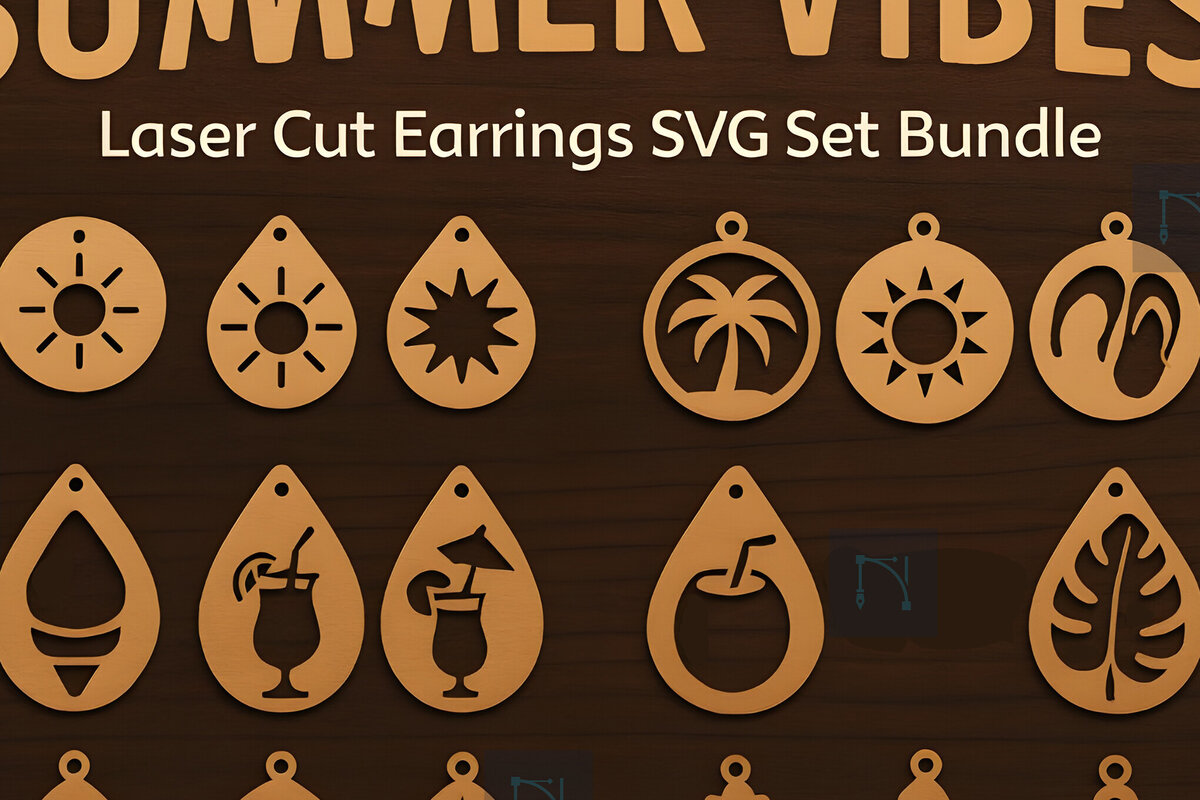 Σετ των 3 Intra απο ξύλο plywood 3mm-4mm πάχος – Καλοκαιρινά σκουλαρίκια κομμένα με λέιζερ πακέτο Δίασταση  5x5 cm INTRAFABR-124886904