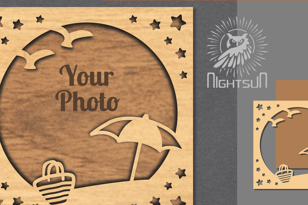 Σετ των 2 Intra απο ξύλο plywood 3mm-4mm πάχος – Καλοκαιρινή κορνίζα 3 Δίασταση  20x20 cm INTRAFABR-113106908