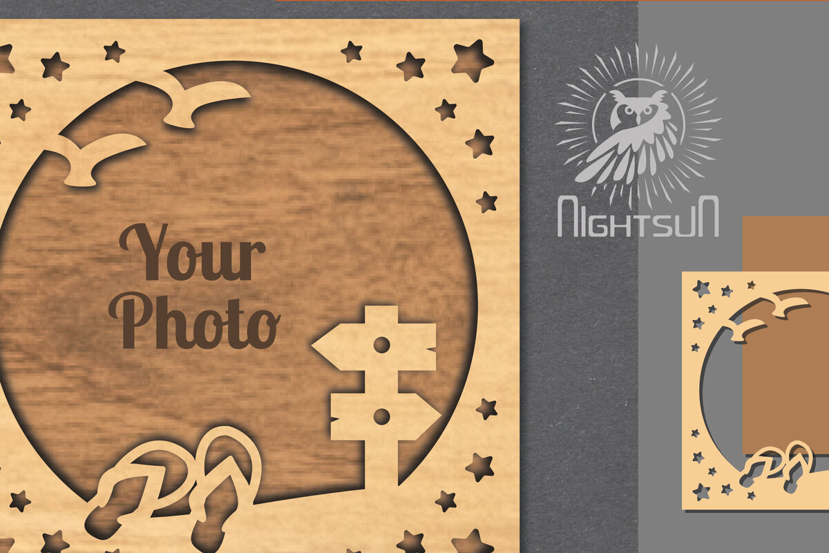 Σετ των 2 Intra απο ξύλο plywood 3mm-4mm πάχος – Καλοκαιρινή κορνίζα 4 Δίασταση  20x20 cm INTRAFABR-113106935