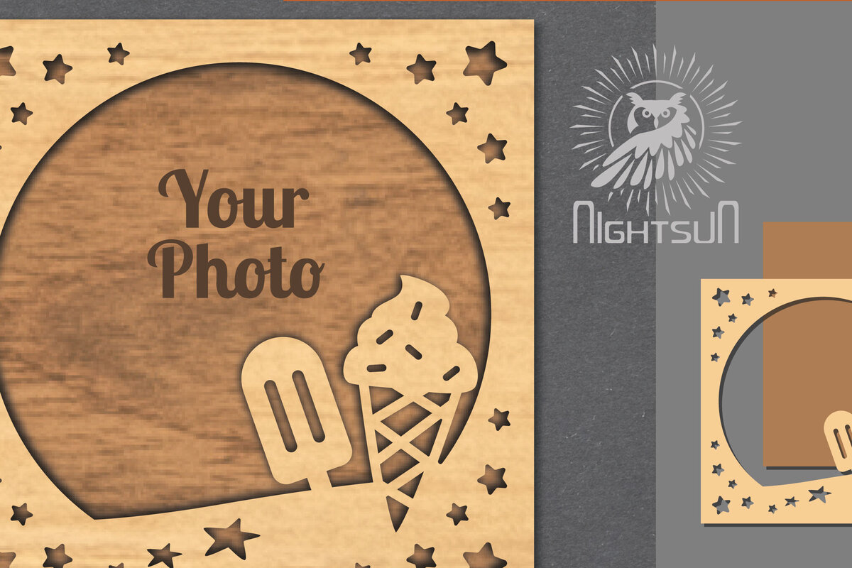 Σετ των 2 Intra απο ξύλο plywood 3mm-4mm πάχος – Καλοκαιρινή Κορνίζα 8 Δίασταση  20x20 cm INTRAFABR-113107068