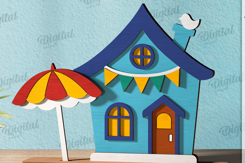 Σετ των 2 Intra απο ξύλο plywood 3mm-4mm πάχος – Καλοκαιρινή σπιτιών Δίασταση  20x20 cm INTRAFABR-120976532