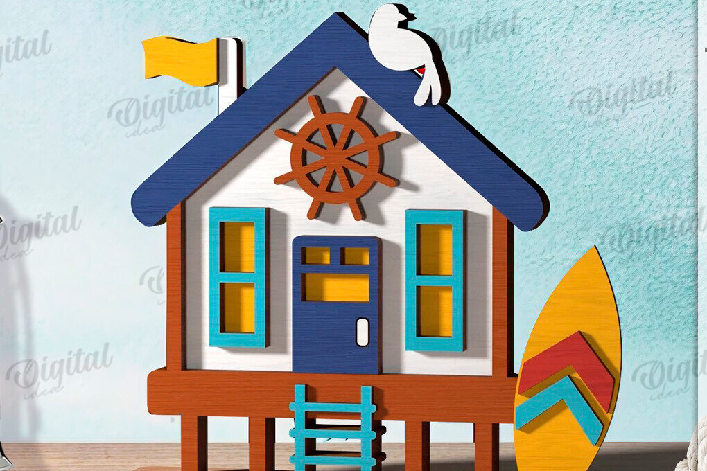 Σετ των 2 Intra απο ξύλο plywood 3mm-4mm πάχος – Καλοκαιρινή σπιτιών Δίασταση  20x20 cm INTRAFABR-120976054