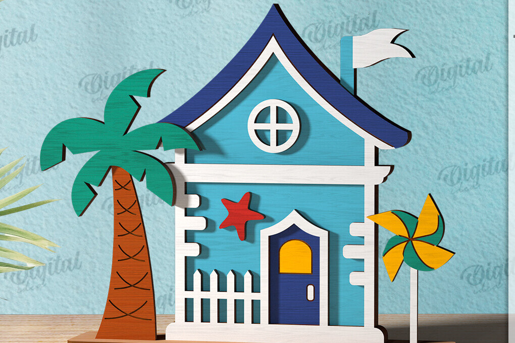 Σετ των 2 Intra απο ξύλο plywood 3mm-4mm πάχος – Καλοκαιρινή σπιτιών Δίασταση  20x20 cm INTRAFABR-120976128