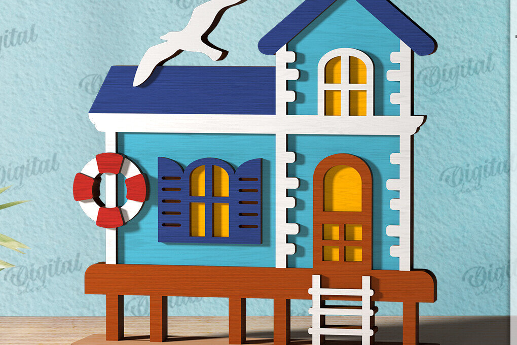 Σετ των 2 Intra απο ξύλο plywood 3mm-4mm πάχος – Καλοκαιρινή σπιτιών Δίασταση  20x20 cm INTRAFABR-120976269