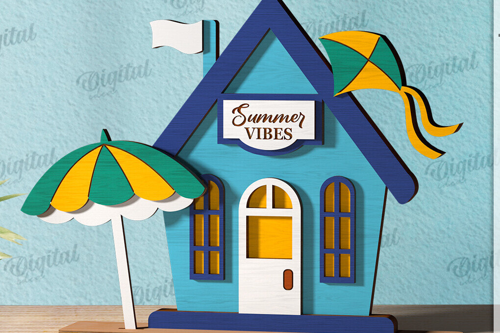 Σετ των 2 Intra απο ξύλο plywood 3mm-4mm πάχος – Καλοκαιρινή σπιτιών Δίασταση  20x20 cm INTRAFABR-120976321