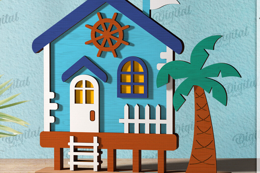 Σετ των 2 Intra απο ξύλο plywood 3mm-4mm πάχος – Καλοκαιρινή σπιτιών Δίασταση  20x20 cm INTRAFABR-120976352