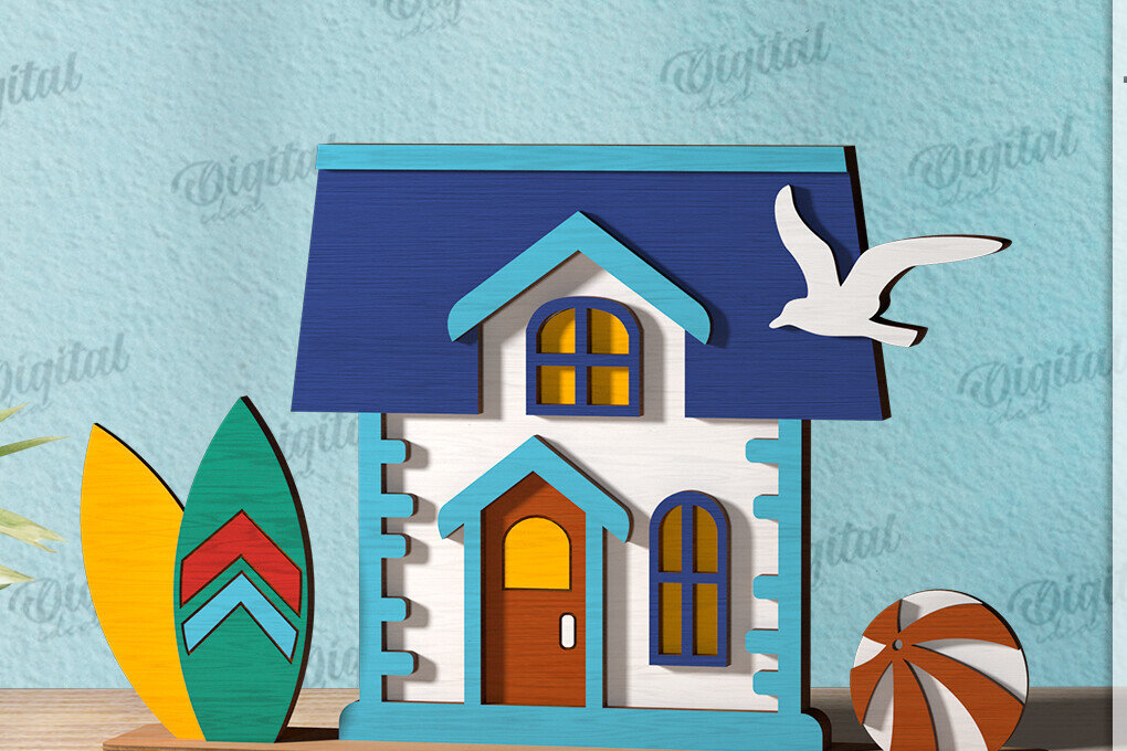 Σετ των 2 Intra απο ξύλο plywood 3mm-4mm πάχος – Καλοκαιρινή σπιτιών Δίασταση  20x20 cm INTRAFABR-120976404