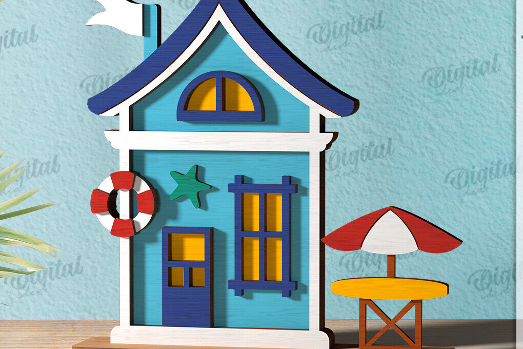 Σετ των 2 Intra απο ξύλο plywood 3mm-4mm πάχος – Καλοκαιρινή σπιτιών Δίασταση  20x20 cm INTRAFABR-120976459