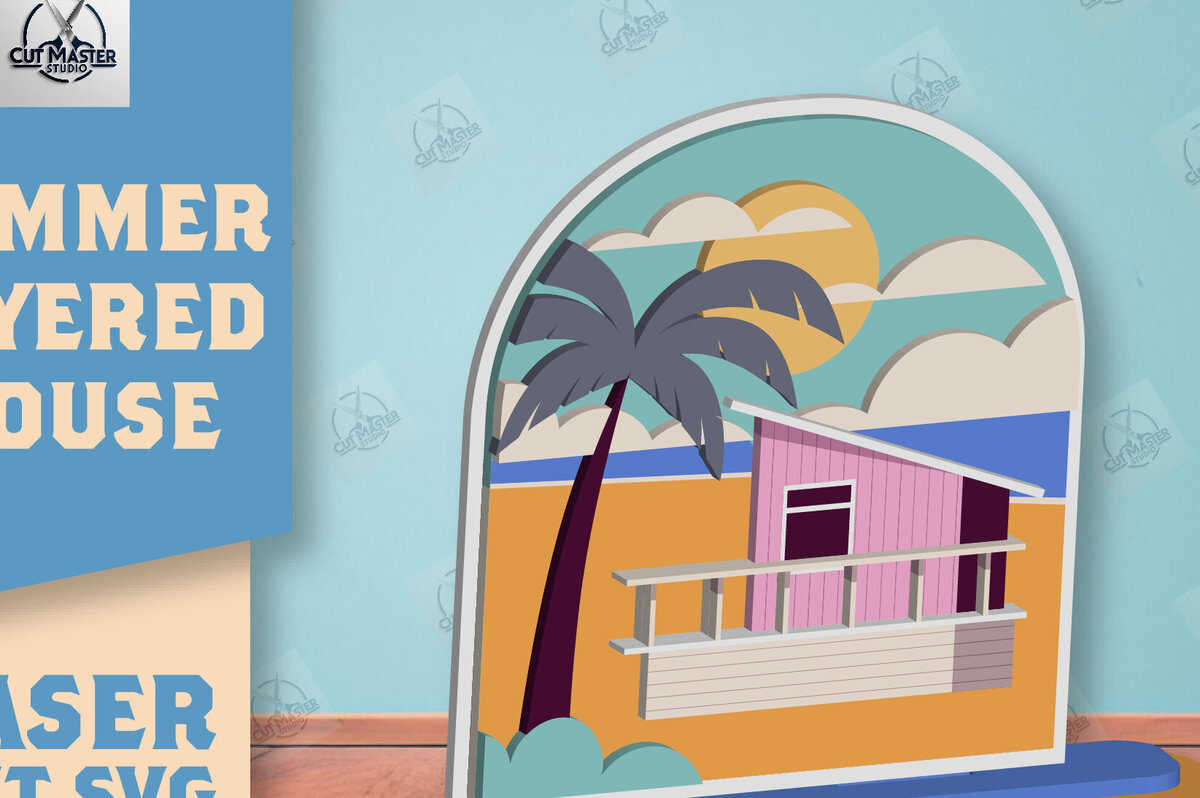 Σετ των 2 Intra απο ξύλο plywood 3mm-4mm πάχος – Summer Layered House Δίασταση  20x20 cm INTRAFABR-123856947