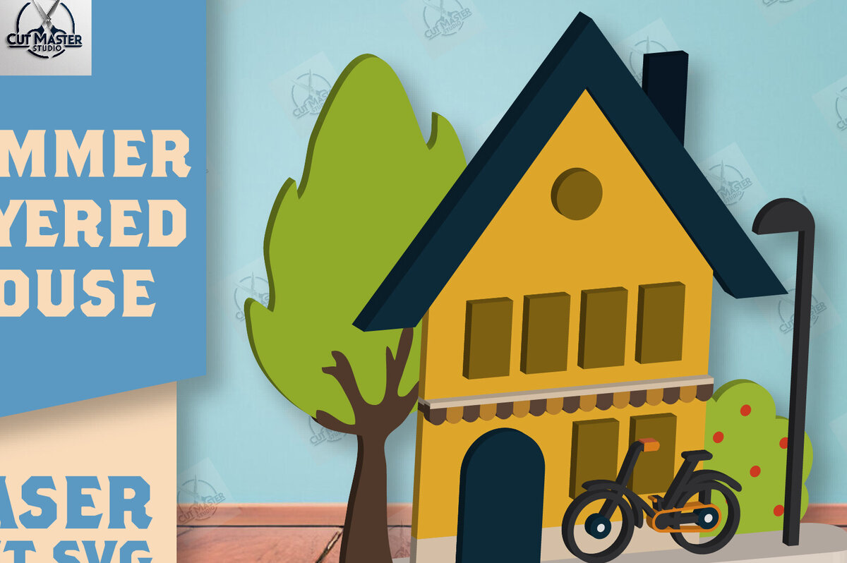 Σετ των 2 Intra απο ξύλο plywood 3mm-4mm πάχος – Summer Layered House Δίασταση  20x20 cm INTRAFABR-123856957