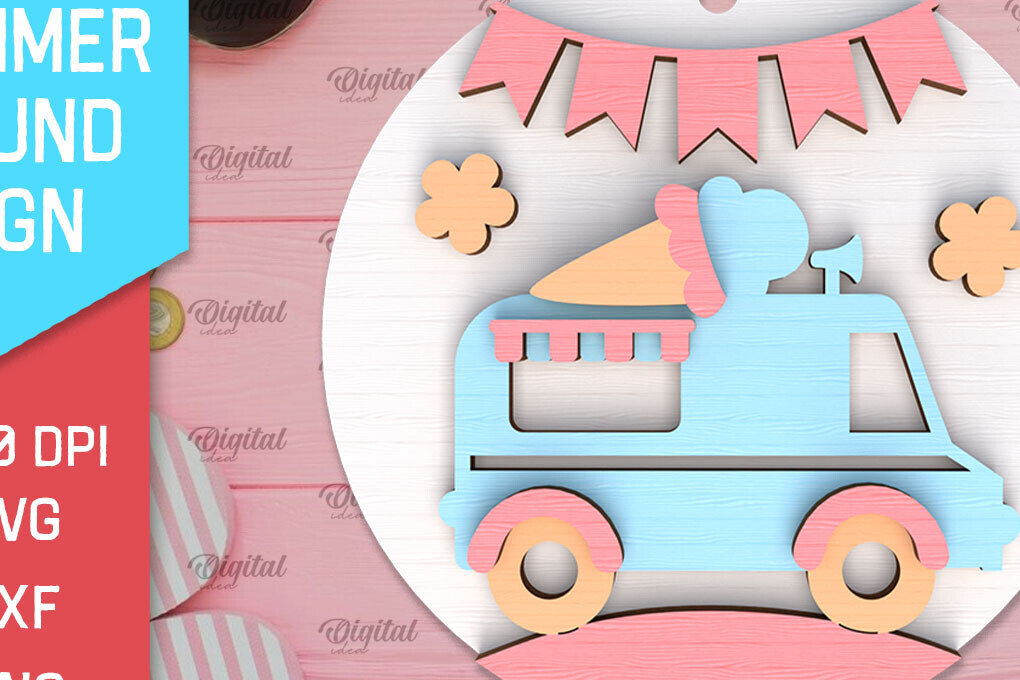 Σετ των 2 Intra απο ξύλο plywood 3mm-4mm πάχος – Στρογγυλή πινακίδα Summer Layered Δίασταση  20x20 cm INTRAFABR-95571720