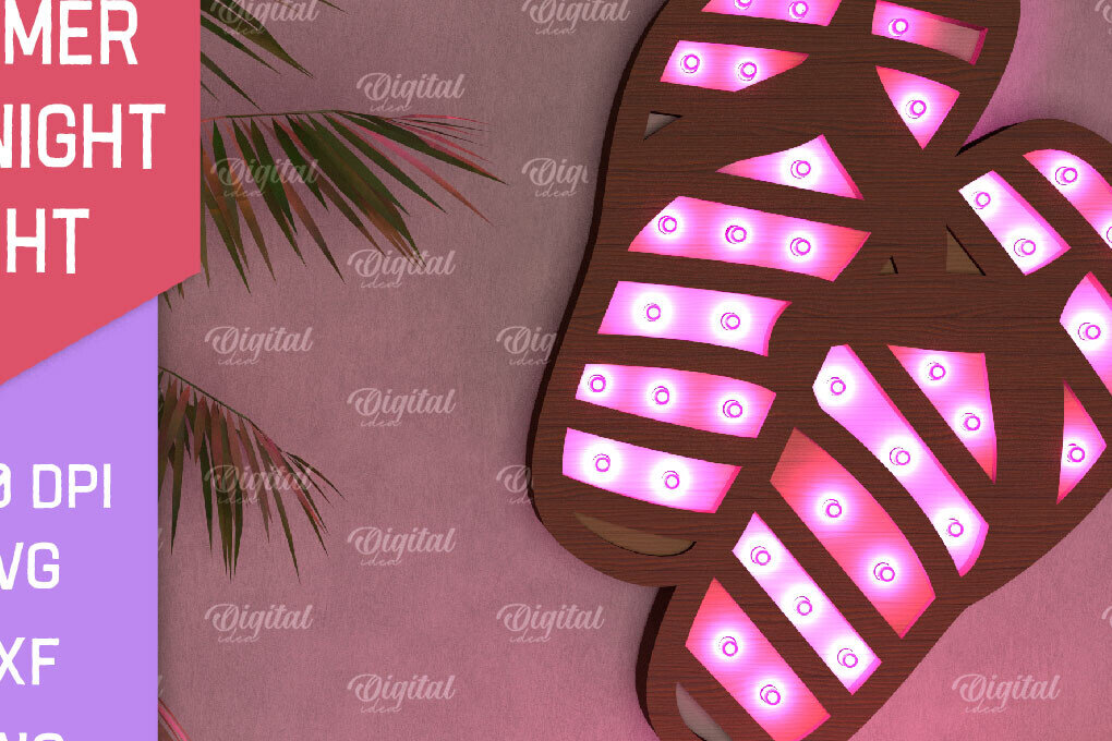 Σετ των 2 Intra απο ξύλο plywood 3mm-4mm πάχος – Καλοκαιρινό Led Night Light Δίασταση  20x20 cm INTRAFABR-96286004