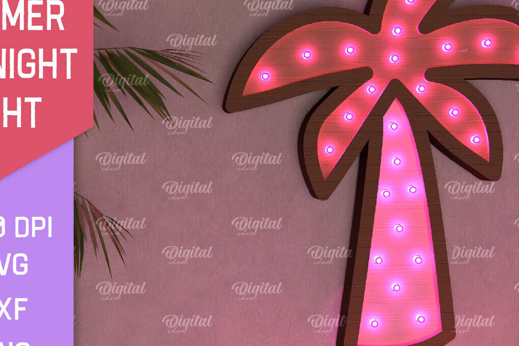 Σετ των 2 Intra απο ξύλο plywood 3mm-4mm πάχος – Καλοκαιρινό Led Night Light Δίασταση  20x20 cm INTRAFABR-96286038