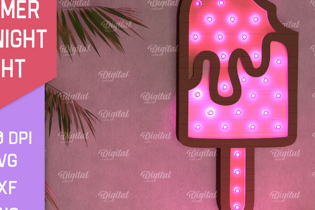 Σετ των 2 Intra απο ξύλο plywood 3mm-4mm πάχος – Καλοκαιρινό Led Night Light Δίασταση  20x20 cm INTRAFABR-96286190