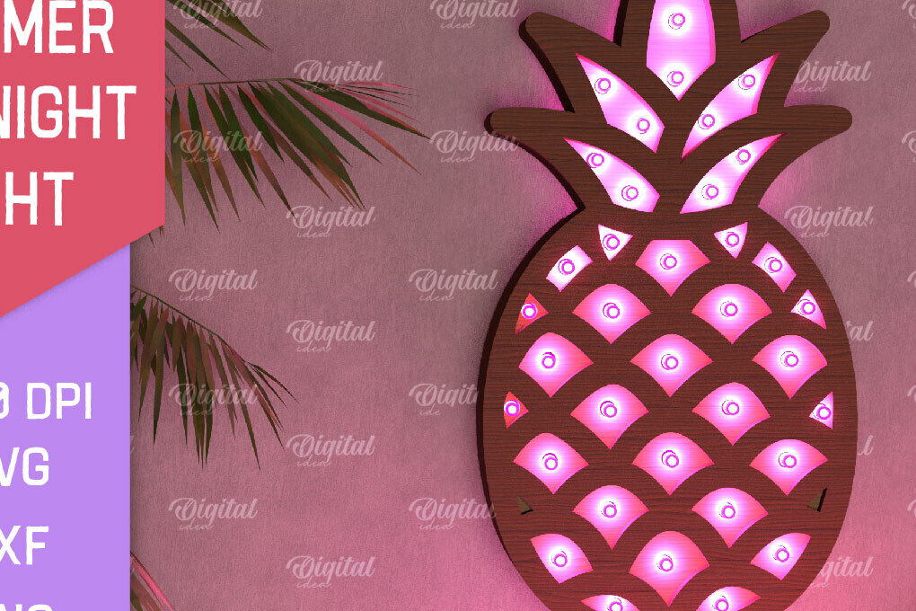 Σετ των 2 Intra απο ξύλο plywood 3mm-4mm πάχος – Καλοκαιρινό Led Night Light Δίασταση  20x20 cm INTRAFABR-96285883