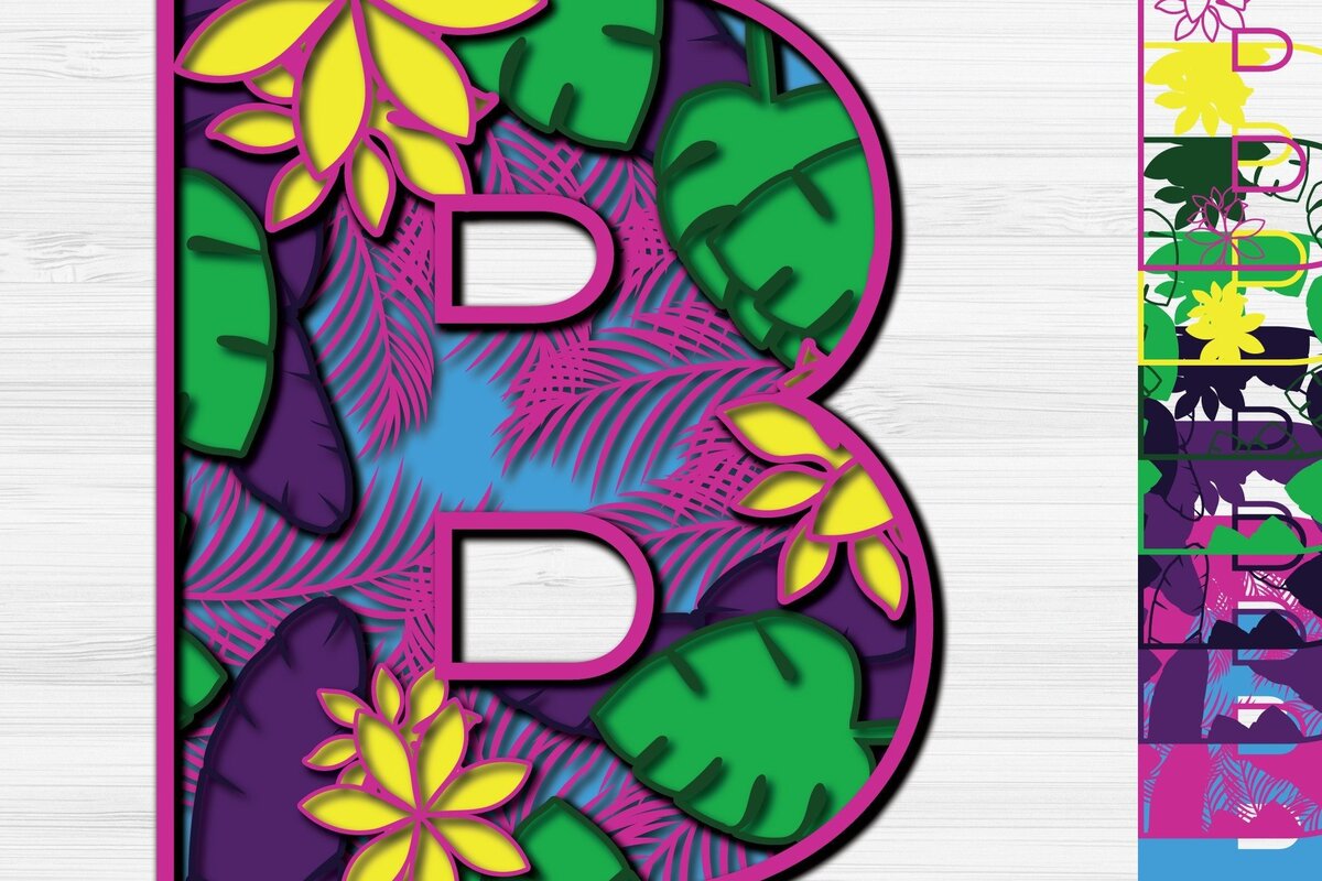 Σετ των 2 Intra απο ξύλο plywood 3mm-4mm πάχος – Καλοκαιρινό γράμμα Β Κόψιμο χαρτιού Δίασταση  20x20 cm INTRAFABR-30993605