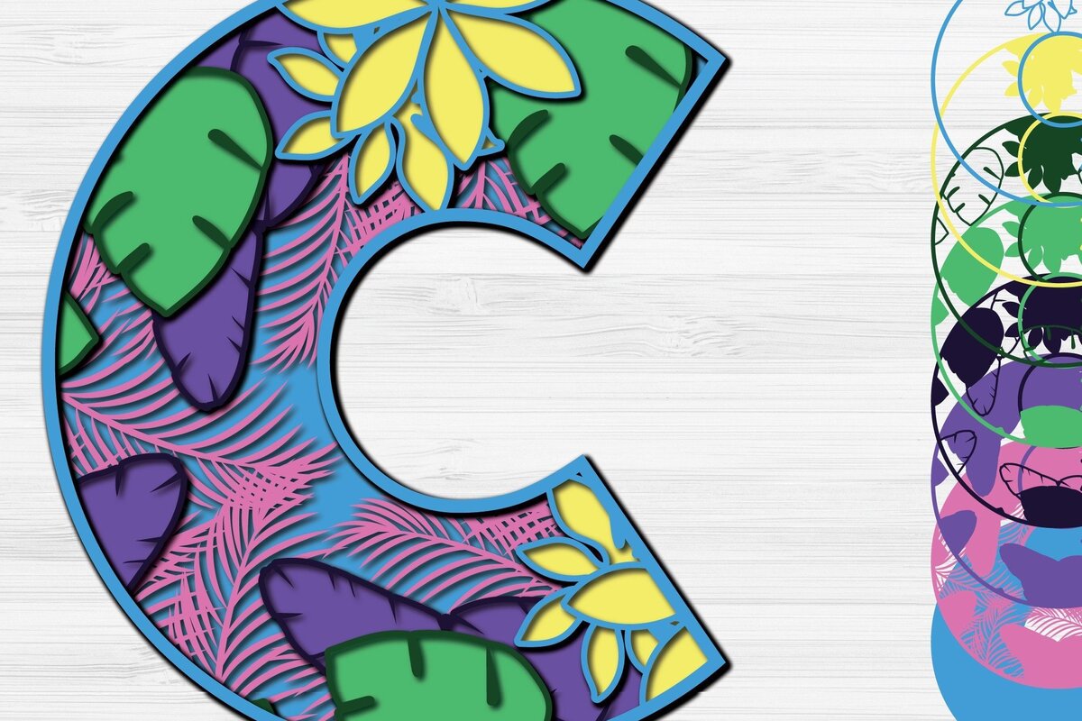 Σετ των 2 Intra απο ξύλο plywood 3mm-4mm πάχος – Καλοκαιρινό γράμμα Γ Κόψιμο χαρτιού Δίασταση  20x20 cm INTRAFABR-30993606