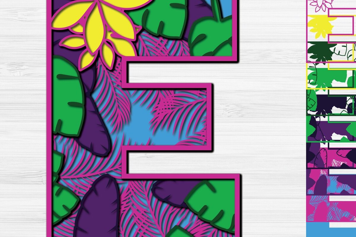 Σετ των 2 Intra απο ξύλο plywood 3mm-4mm πάχος – Summer Letter E Paper Cut Δίασταση  20x20 cm INTRAFABR-30993620