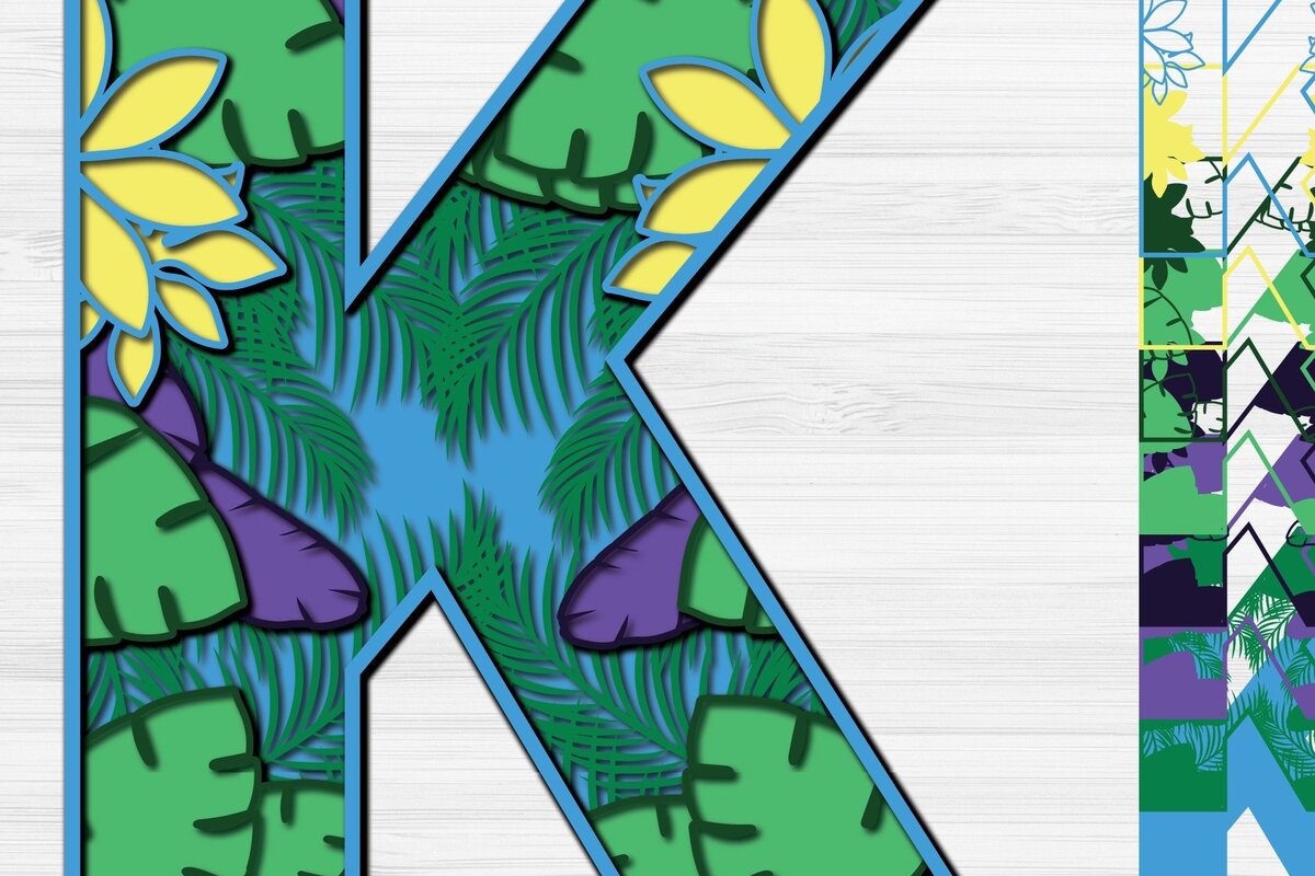 Σετ των 2 Intra απο ξύλο plywood 3mm-4mm πάχος – Summer Letter K Paper Cut Δίασταση  20x20 cm INTRAFABR-31154593